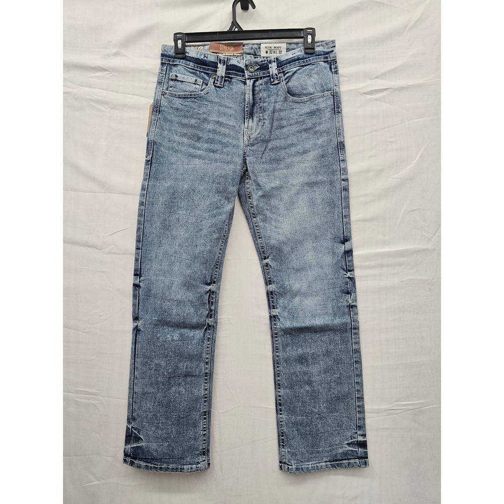 Axel Mens Slim Bootcut Jeans Blue Cotton Blend Casual Relaxed Stretch Size 32x30